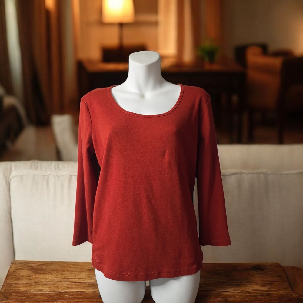 Chaps Women's Rust Long Sleeve Top